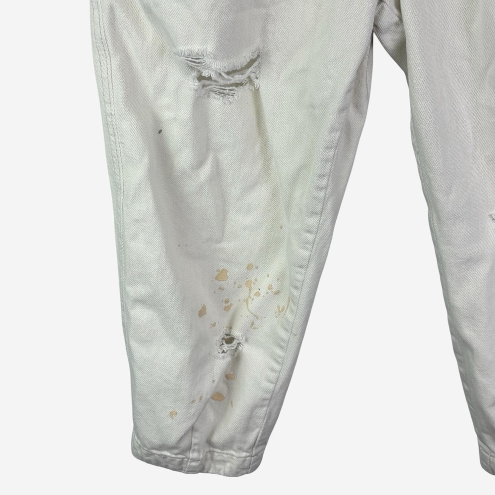 Free People Mixed Up Cropped Utility Pants Distressed Painter Button Fly XS - Picture 6 of 13